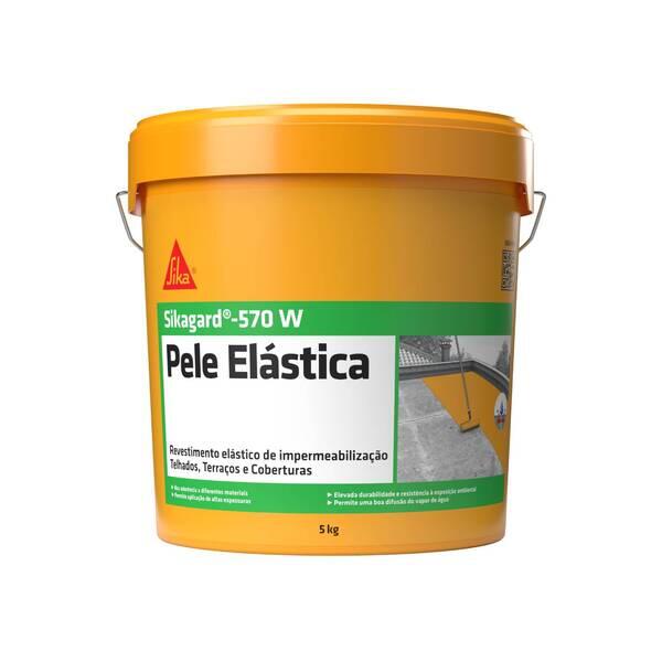 Pele Elástica Sikagard 570W Impermeabilização Varandas Terraços Coberturas 5Kg - Cinza - 5 Kg