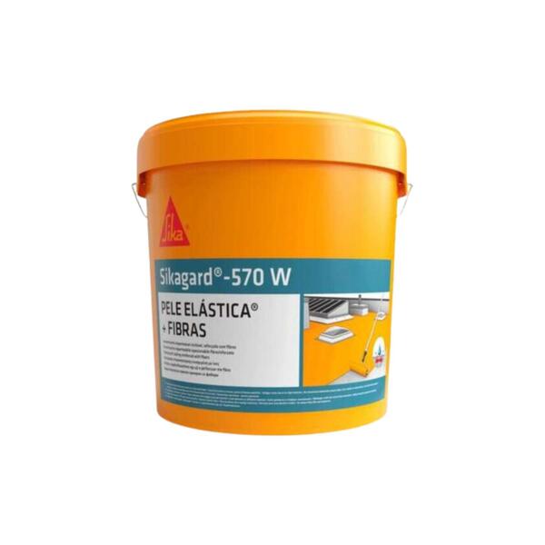 Pele Elástica Sikagard 570W + Fibras 5kg Impermeabilização Varandas Terraços Coberturas