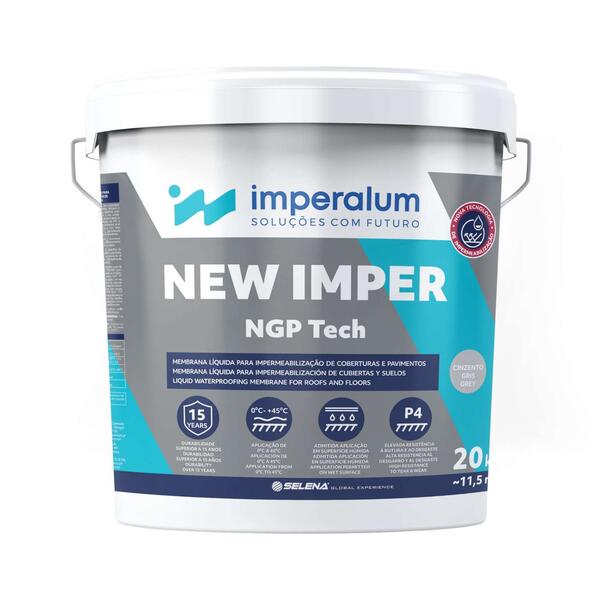 Membrana Líquida New Imper Ngp Tech Autonivelante Impermeabilização Coberturas Planas e Pavimentos - Cinza - 20 Kg