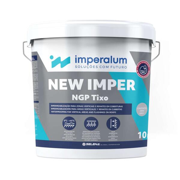 Membrana Líquida New Imper Ngp Tixotrópica Impermeabilização Remates Verticais Inclinados - Cinza - 10 kg