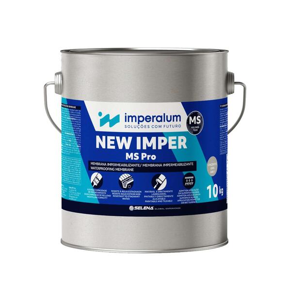 Membrana Elástica New Imper Ms Pro Impermeabilização Pavimentos Coberturas Planas e Inclinadas - Cinza - 10 kg