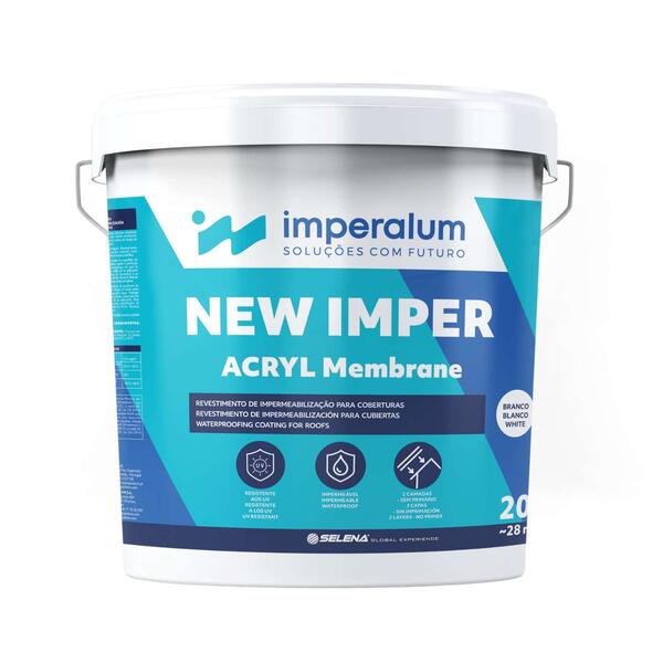 Membrana Liquida New Imper Acryl Membrane sem Fibras Impermeabilização Varandas Terraços Coberturas - Branco - 20 kg