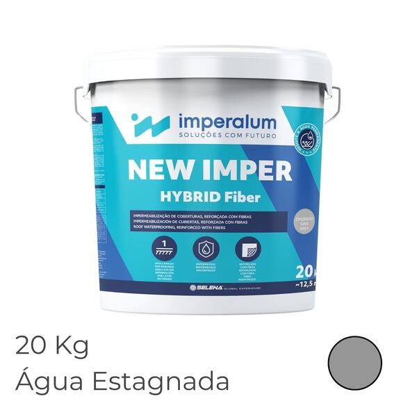 Membrana Líquida Hybrid Fiber Resistente Água c/ Fibras Impermeabilização Varanda Terraço Cobertura - Cinza - 20 Kg