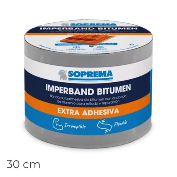 Fita Auto-Adesiva Soprema Imperband Cinza 30CM Impermeabilizante Betuminosa Asfáltica - 10 m x 30 cm - 10 ml