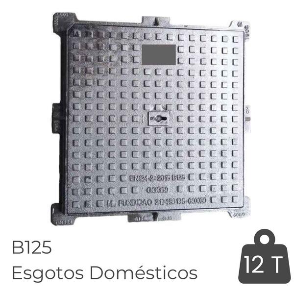 Tampa Rasa Xadrez B125 600X600MM Ferro Fundido Esgotos Domésticos Pluviais Eletricidade Telecomunic. - Conj. Aro + Tampa - Esgotos Domésticos