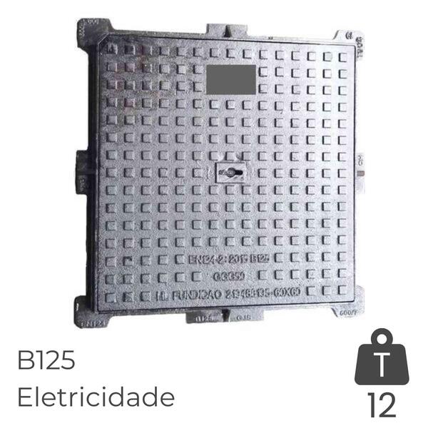 Tampa Rasa Xadrez B125 600X600MM Ferro Fundido Esgotos Domésticos Pluviais Eletricidade Telecomunic. - Conj. Aro + Tampa - Eletricidade