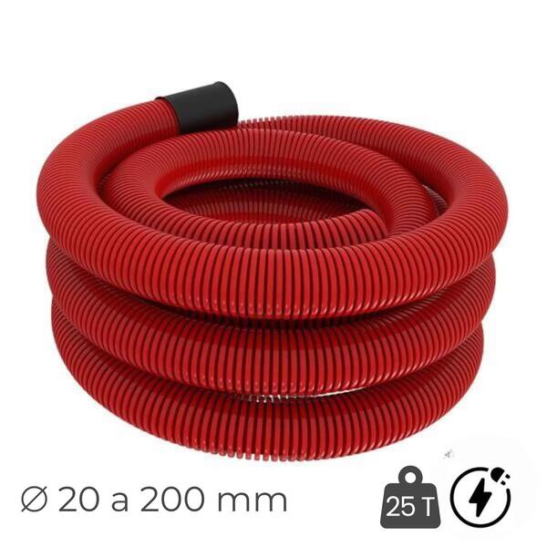 Tubo Corrugado Vermelho c/ Guia Rolo 50m Dupla Parede Série L - L250kN - Cablagem Eletricidade