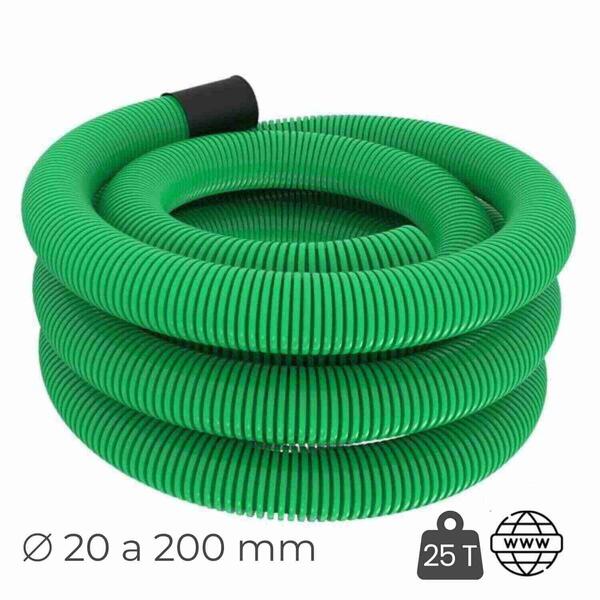 Tubo Corrugado Verde c/ Guia Rolo 50m Dupla Parede Série L - L250kN - Cablagem Telecomunicações