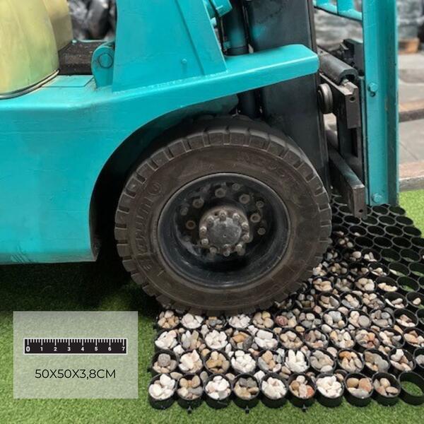 Painel Relva Grelha Enrelvamento Preto 50x50x3,8CM Parque Estacionamento Drenagem Solo