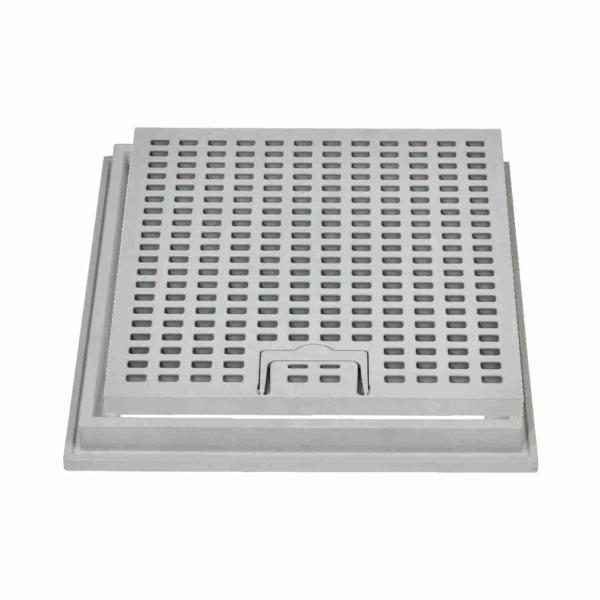 Grelha com Aro Reforçado em Polipropileno para Caixa Cúbica Lux Drenagem - Cinza - 30 x 30 cm