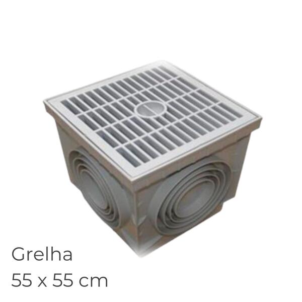 Caixa Cúbica Polipropileno com Grelha e Pega Lux Drenagem 55X55CM