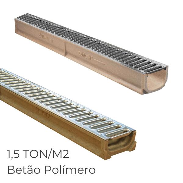 Canal Drenagem Betão Polímero Grelha Estampada