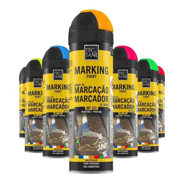 Spray Marcação Obra Amarelo Vermelho Azul Construção Topografia