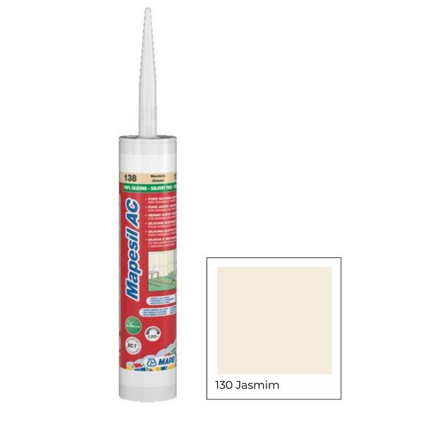 Selante Silicone Resistente Bolor Juntas Dilatação Mapei Mapesil AC 310ML - Jasmim 130 - 310 ml