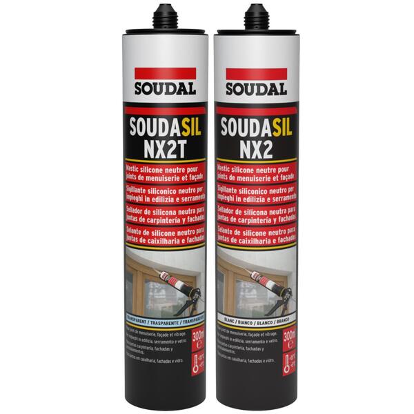 Silicone Neutro Uso Geral Construção, Caixilhos de Janelas Soudasil NX2 300ML Transparente/Branco