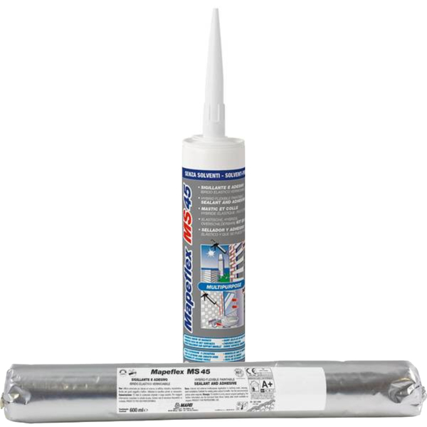 Cola e Veda Híbrido Zonas Húmidas Endurecimento Rápido Mapei Mapeflex MS45 300/600ML