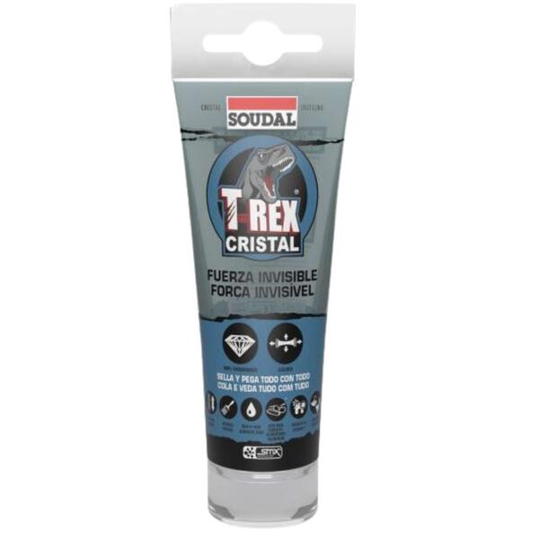 Cola e Veda Soudal T-Rex Cristal Transparente 125ml Interior Exterior Pintável Sanitário - Transparente - 125 ml