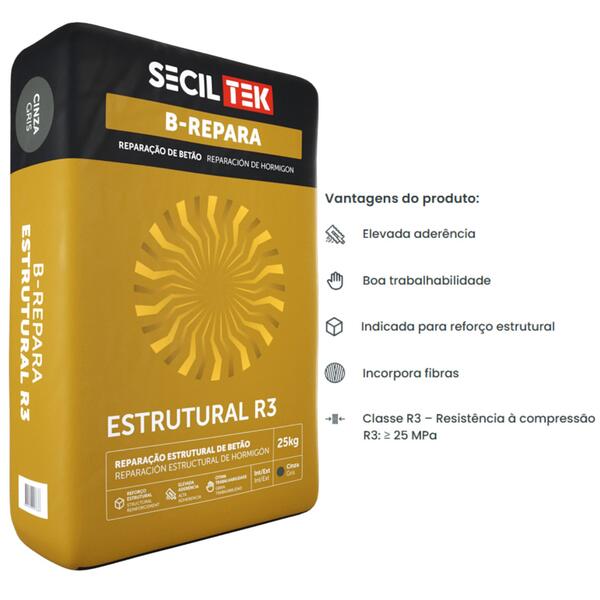 Argamassa Repara o Estrutural Bet o SecilTek B Repara Estrutural R3 