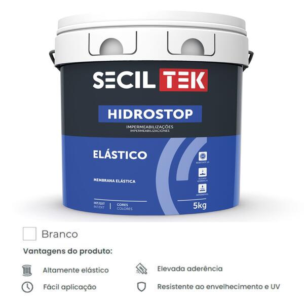 Membrana SecilTek Hidrostop Elástico Impermeabilização Coberturas Não Acessíveis - Branco - 5 Kg