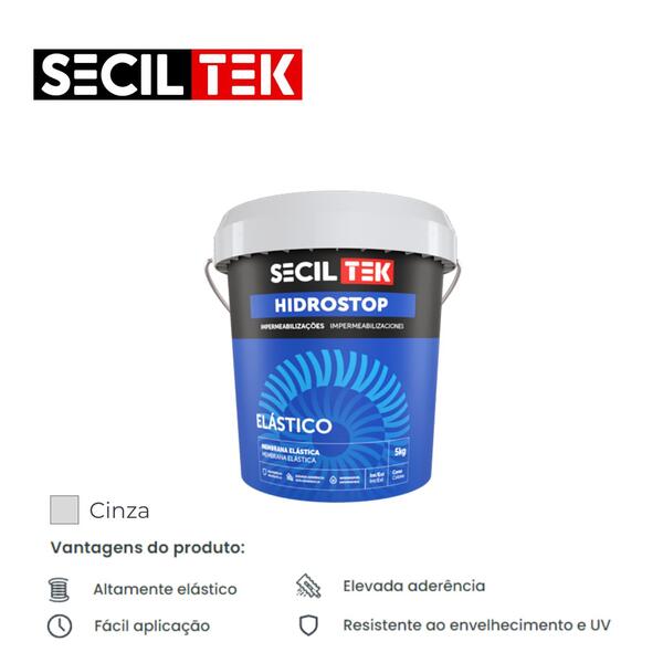 Membrana SecilTek Hidrostop Elástico Impermeabilização Coberturas Não Acessíveis - Secil Tek - 9900800105275