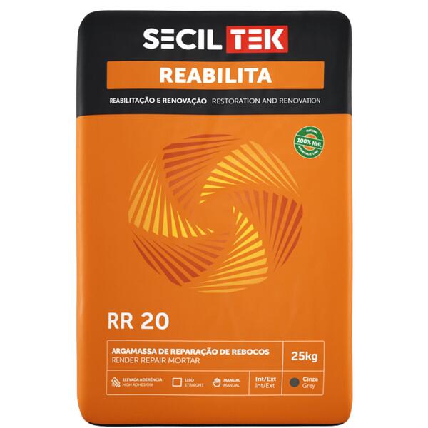 Argamassa Reparação de Rebocos à Base de Cal Hidráulica Natural (NHL) SecilTek Reabilita RR 20