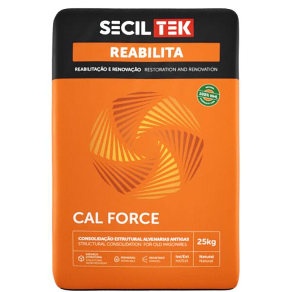 Argamassa Estrutural Projetada à Base de Cal Hidráulica Natural SecilTek Reabilita Cal Force 25KG