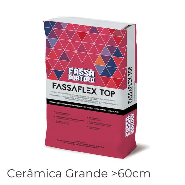 Cimento Cola Exterior Peças Grande Formato FassaFLEX TOP Branco 25KG C2TE S1