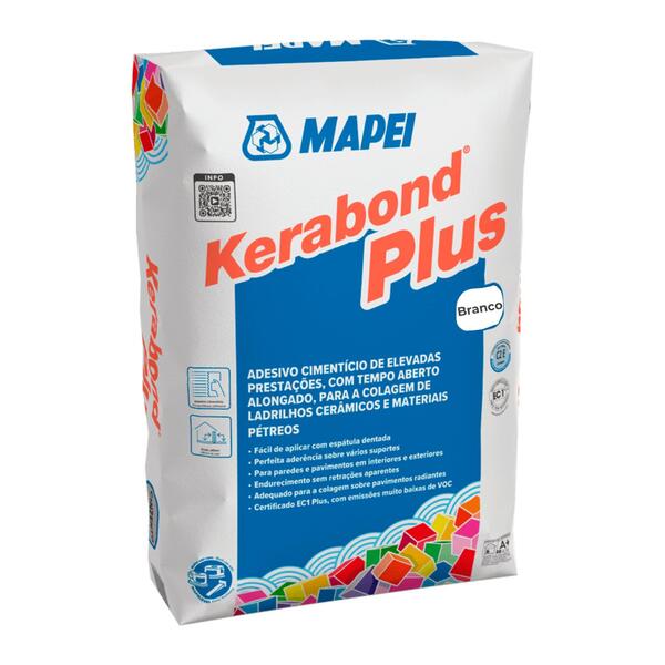 Cimento Cola C2E Interior Gré Porcelânico Baixa Absorção Mapei Kerabond Plus - Branco - Saco 25 kg