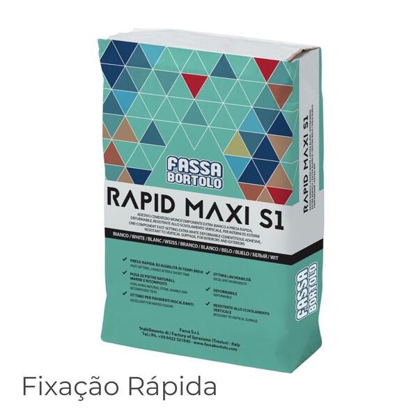 Cimento Cola Fassa Rapid Maxi S1 25kg C2FT S1 Fixação Muito Rápida Pedras Naturais