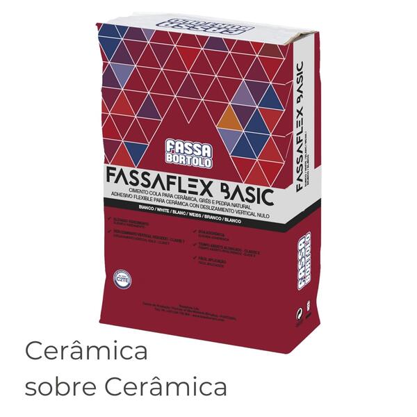 Cimento Cola Gesso Cartonado Cerâmica sobre Cerâmica Impermeabilização FassaFlex BASIC C2TE