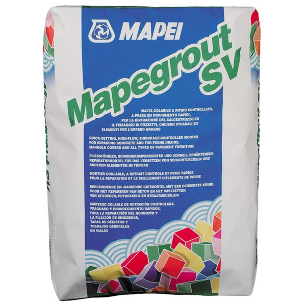 Argamassa Reparação de Betão Presa e Endurecimento Rápido Tampas Visita Mapei Mapegrout SV - Preto - 25 Kg