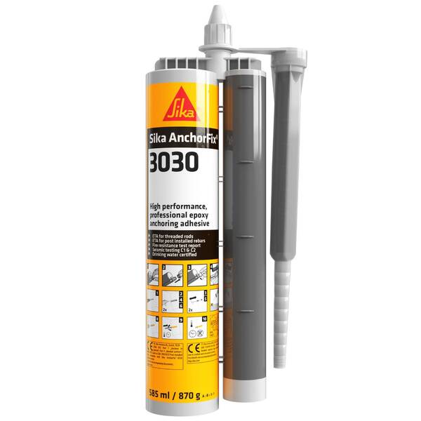Bucha Química Adesivo Epóxi Ancoragem Elevado Desempenho Sika AnchorFix 3030 Cartucho Duplo 585ML