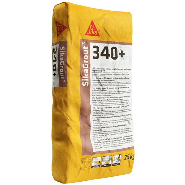 Argamassa Fluida SikaGrout-340+, Fundações Máquinas, Bases Equipamentos Espessuras 10-500mm