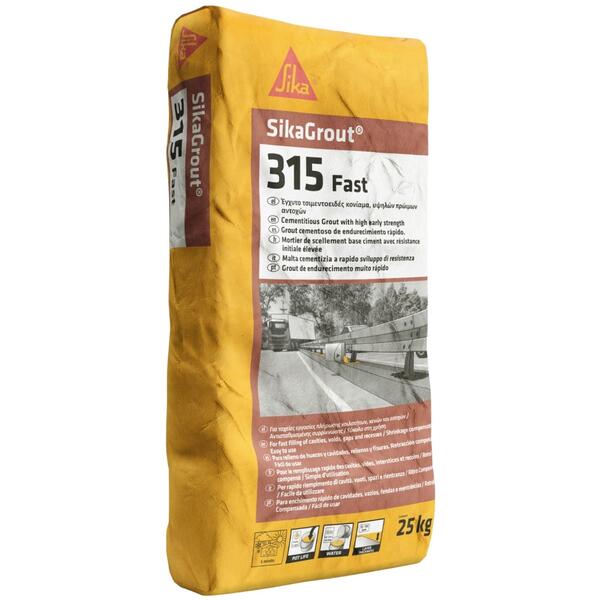 Argamassa Fluída Presa Rápida Sikagrout-315 Fast Ancoragens, Enchimento Fendas, Espessura 12-150MM