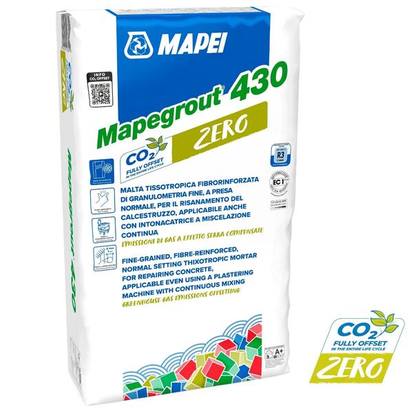 Argamassa de Reabilitação de Betão Mapei Mapegrout 430 Zero 25KG - Cinza - 25 Kg