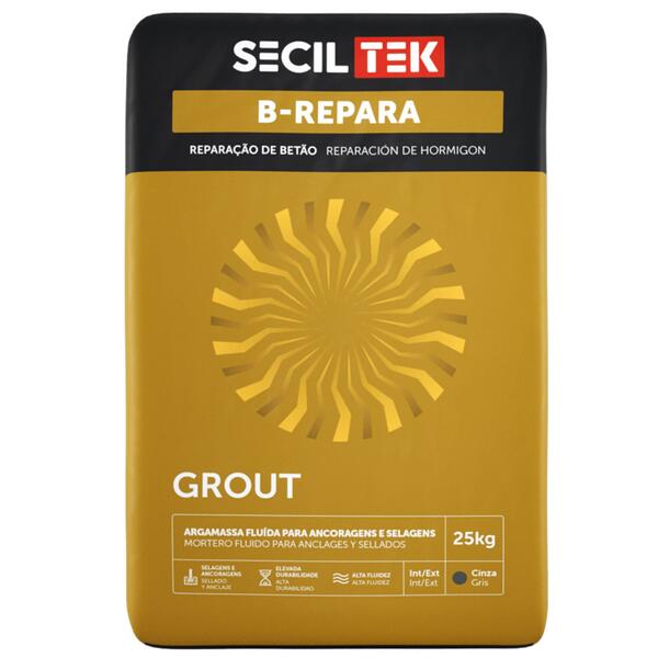 Argamassa Fluida Ancoragens Selagem Estruturas de Betão SecilTek B-Repara Grout
