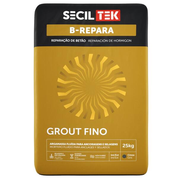 Argamassa Fluida Granulometria Ancoragens Selagem Estruturas de Betão SecilTek B-Repara Grout FINO