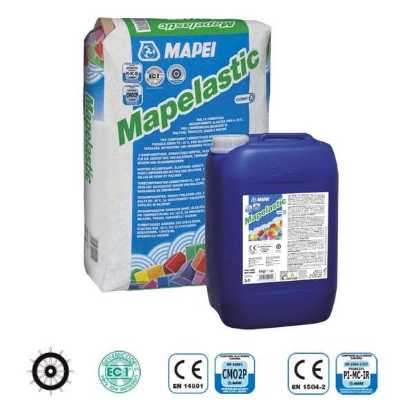 Mapelastic Argamassa Impermeabilização aplicação à espátula Bicomponente Elástica Mapei - Kit (A+B) - 32 kg