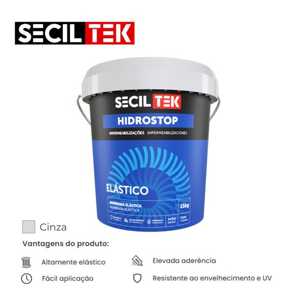 Membrana SecilTek Hidrostop Elástico Impermeabilização Coberturas Não Acessíveis - Secil Tek - 9900800405924