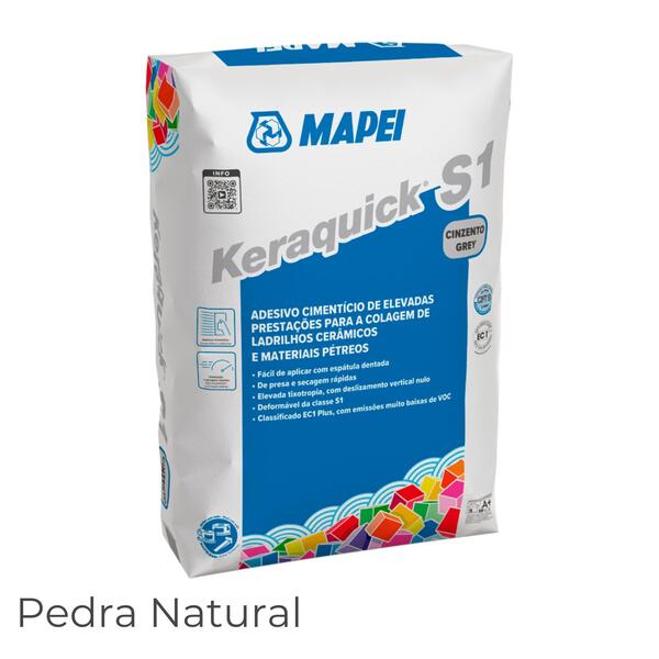 Cimento Cola C2FS1 Secagem Rápida Pedra Natural Não Mancha Interior/Exterior Mapei Keraquick S1