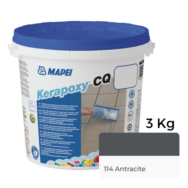 Betume R2RG Juntas Epoxí >3MM Industria Alimentar Piscinas Betume Facil Limpeza Mapei Kerapoxy CQ - Antracite 114 - 3 kg