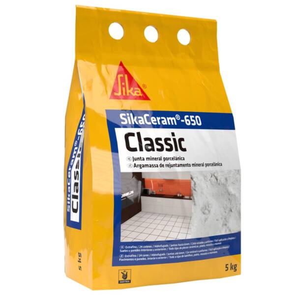 Argamassa Juntas 1-6 MM Pavimentos e Paredes Interior Exterior SikaCeram-650 Classic (Caixa 4X 5KG)