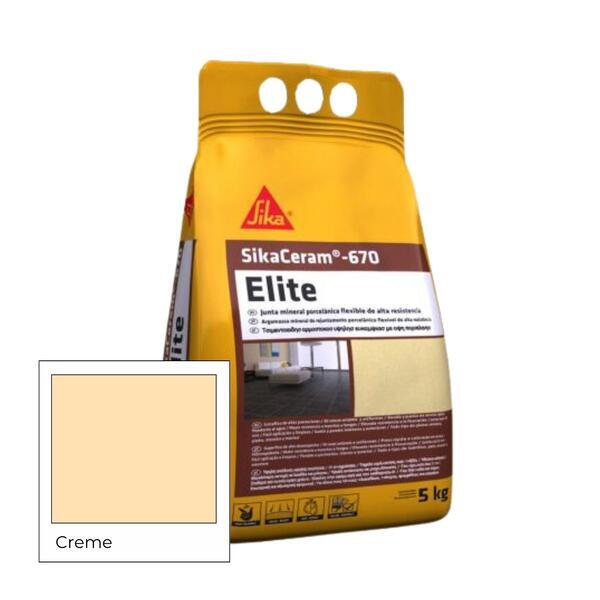 Argamassa Juntas 2-12MM Pavimentos e Paredes Interior Exterior SikaCeram 670 ELITE - Creme - 1 Caixa (4 x 5 Kg)