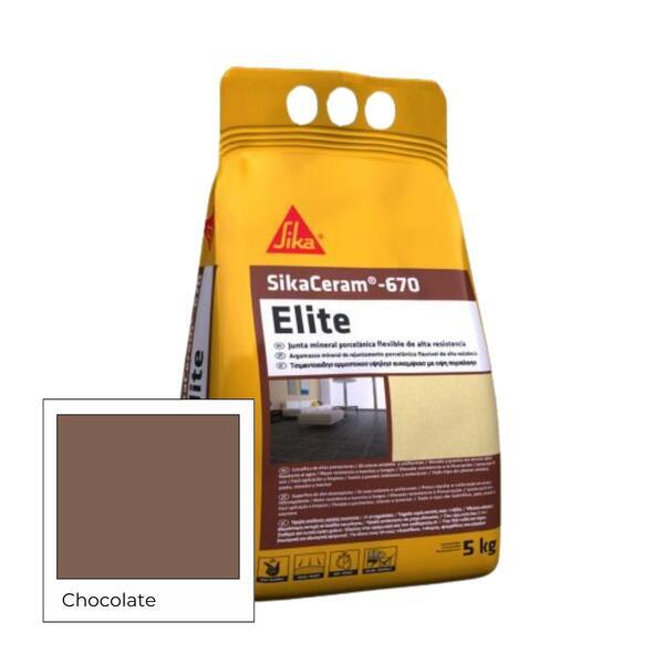 Argamassa Juntas 2-12MM Pavimentos e Paredes Interior Exterior SikaCeram 670 ELITE - Chocolate - 1 Caixa (4 x 5 Kg)