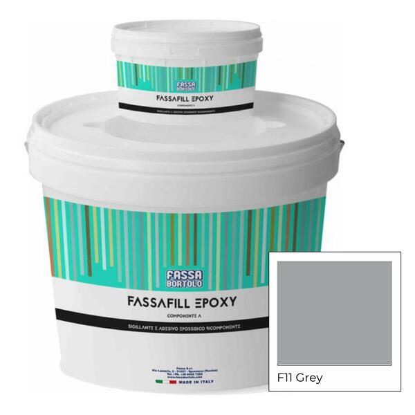 Cimento Cola Betume Epóxi Bi-Componente Resistente Ácidos Piscinas Fassafill Epoxy Kit (A+B) - F11 Grey - (A+B) 3 Kg