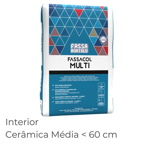 Cimento Cola Deslizamento Reduzido Cerâmica Pequena Média Fassacol Multi Cinza 25KG C1TE