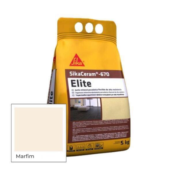 Argamassa Juntas 2-12MM Pavimentos e Paredes Interior Exterior SikaCeram 670 ELITE - Marfim - 1 Caixa (4 x 5 Kg)