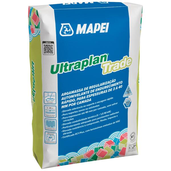 Argamassa Autonivelante Piso Radiante Mapei Ultraplan Trade Presa Rápida Esp. 3-40MM - Cinzento - 25 Kg
