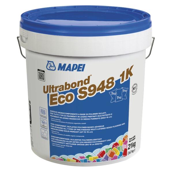 Adesivo à Base de Polímeros Sililatos Mapei Ultrabond Eco S948 1K Pavimentos Madeira