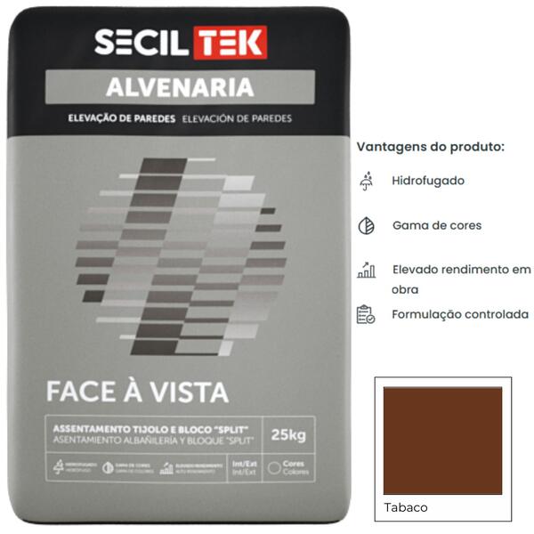 Argamassa de Alvenaria Hidrofugada SecilTek Alvenaria Face à Vista - Secil Tek - 9900800803263